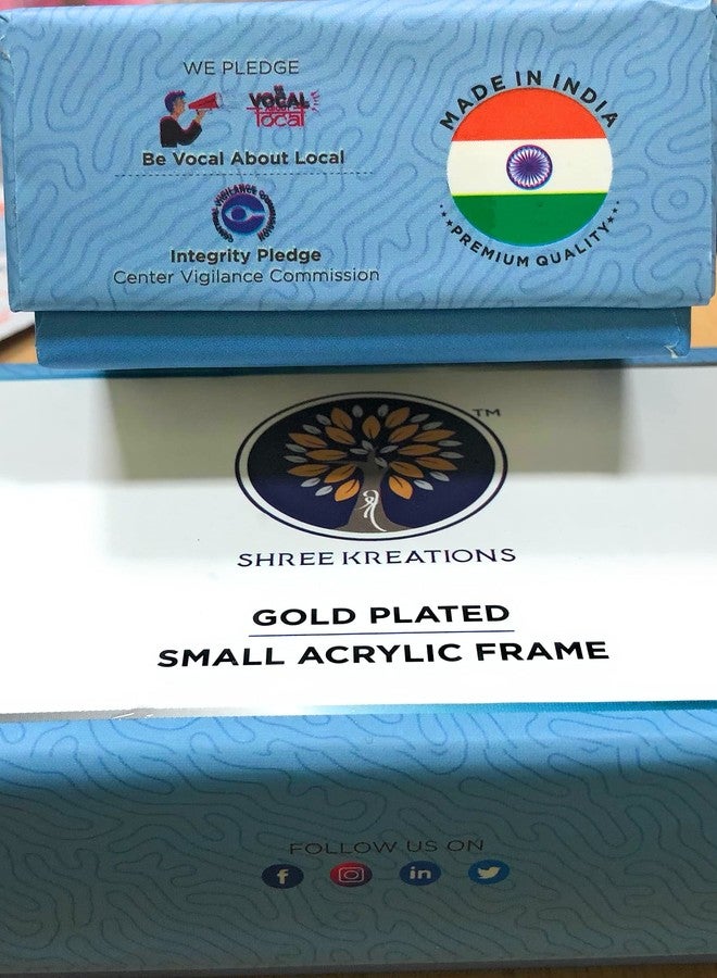shree kreations Gold Plated Tree of Life Gurunanak Ji's Frames Showpiece on Acrylic Stand for Car Dashboard, Home, Office Table. 9.5 cm X 7.5 cm, Rectangular, Tabletop - Image 5